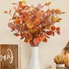 Decorative Flowers Fake Leaves Realistic Indoor Outdoor Eucalyptus Natural Color Clear Veins Easy Maintenance For 3 Years Simulated