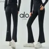 Desginer Alooo Yoga Pant Leggings High Waist Beautiful Hips Casumicro Flare Fitness Elastic Slimming Tight Wide Leg Pants