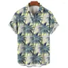 القمصان غير الرسمية للرجال شجرة نخيل هاواي قميص طباعة 3D للرجال بارد شارع الصيف شارع قصير الأكمام قمم البالين