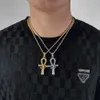 Collane a ciondolo antico amuleto egiziano anka croce bling cz pietra 18k oro oro oroo di collana a sospensione Horus per uomini 240419