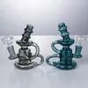 Headshop214 GB008 Glasvattenbong Cirka 13,5 cm höjdåtervinning av luftflöde dab rigg rökrörsbubbler 14mm hane kupol skål glas vattenrör