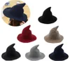 Хэллоуинская вечеринка ведьма Wizard Hats Solid Color Kinitedwool Hats для Хэллоуина вечеринка маскарада косплей костюм 4301301