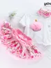 2024 Summer Baby White krótkie rękawie Sweetheart Pink Princess Sukienka Zestaw Girl's First Estory Dress Fashion