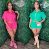 Designer Summer Womens Loose Tracksuits Two Piece Shorts Set Solid Color Sexy Female Casual Street Clothing