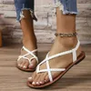 Sandals Woven womens Roman sandals flat shoes clip toe beach sandals 2024 summer new light designer womens Zapatos De Mujer shoes Q240419