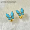 Womens Top Grade Vancelfe Original Designer Earrings Silver Precision High Edition Turquoise Butterfly Earrings k Rose Gold Red Jewelry with Logo