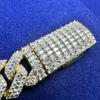 Radiant Splendor Luxe 925 Sterling Silver 18K Gold vergulde Moissanite Cuban Link Chain Necklace