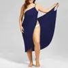 Basic Casual Dresses 2023 Plus Size Summer Beach Sexy Womens Pure Color Sling Wrap Skirt Bikini Cover Up Skirt Apron Beach Dress 240419