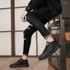 Lässige Schuhe Männer Bord schwarzer mittlerer Top Vintage Leder Zapato Hombre Chaussures Hommes Schoenen Heren Sapatos Maskulinos