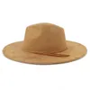 Cappello in pelle scamosciata a cilindro 9,5 cm largo cappello di fedora di fedora da donna autunno inverno ha sentito cappelli jazz classici fedoras chapeau sombrero mujer 240419