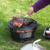 Ironasmaster pré-assaisonné en fonte Hibachi Grill petit charbon de gamme portable pour le barbecue de camping de table en plein air 240415