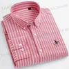 Camicie casual da uomo ricami a strisce nuove camicie da uomo camicie lunghe cotone oxford morbido comodo comoda regolare camisa camsa social uomo camicia t240419