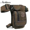 Packs Norbinus Men Waist Pack Canvas Drop Leg Bag Belt Hip Bum Motorcycle Crossbody Bags for Men Shoulder Travel Thigh Pouch Fanny Bag