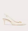 الفخامة 2024S/S Edition v Sandals Shoes Women Calfskin Slingback Gold-Logo Signature Party Bress Braty Lady Pump Pump Eu35-43 with box