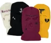 Özel Wholale Siyah Beyaz Sarı Akrilik Yüz Maskesi Montajlar Örme Beanie Hat 3 Delik Kayak Maskesi Balaclava51908381322932