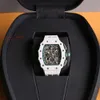 자동 파이버 기계 디자이너 RM11 슈퍼 클론 시계 RM11-03WRISTWATCH 비즈니스 비즈니스 최고 ZY 카본 시계 시계 고무 남성 Skeleto Fly-Back ZY 607