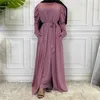 Vêtements ethniques Simple Open Abaya Dubai Kaftan Muslim Cardigan Abayas Robes pour femmes à lacets Kimono Robe Femme Caftan Turc Islamique
