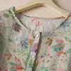 Elbiseler Yaz Kore tarzı hamile pamuk keten gömlekler düğmesi sinek yarım kollu oneck hamile kadın çiçek bluz gebelik kıyafetleri