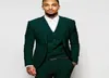 Green Business Party Men Suits 2018 Peaked Rapel Three Piece Blazer One Button Custom Made Wedding Groomsmen Tuxedos4771640