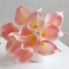 Decorative Flowers 10pcs Artificial Flower Calla-Lily PU Fake Bouquet For Wedding Drop