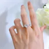 Anelli di nozze vere originale 925 sterling argento anello di moissanite diamante simile per donna forma di compleanno 8x8mm elegante aaa zirconia 240419