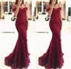 Elegant Mermaid Prom Dresses Off the Shoulder Lace Appliques Long Evening Gowns Custom Size Burgundy Formal Wear2060833