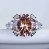 ソリティアリングWegarsti New Morganite Champagne Color 3 CT Moissanite Gemstone Wedding Engagement Ring for Women Silver Jewelry Wholesale D240419