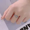 Küme Yüzükleri S925 STERLING Gümüş Platin Kaplama D Renkli Moissanit Taç Yüzüğü Kadınlar için 1 Nişan Düğün Güzel Takı