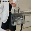Väskor PVC Rensa stort märke Tote Bag Designer Casual Tote Mesh Axel Purses Jelly Transparenta Women Hand Bag Clutch Women