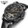 Wristwatches Mechanical Man Watch LIGE Luxury Fashion Tourbillon Business Leather Automatic Wristwatch Men Waterproof Date Clock Reloj