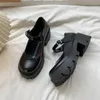 Vestido sapatos redondos de calcanhar quadrado Mary Janes Mid Buckle Strap Ladies 2024 de alta qualidade Bombas de adultos sólidos e sólidos