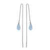 Brincos de balanço moda de verão sem fenda 11,5 cm para mulheres cristais de gota de água 925 jóias elegantes de prata esterlina BRICOS