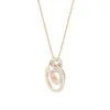 Chains Fashion Hollow Out Pendant Necklace Rose Gold Round Crystal Ladies Jewelry Send Girlfriend Romantic