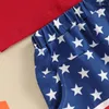 Kledingsets Independence Day Baby Boy -kleding set fuzzy letter geborduurde tanktops en streepsterren print shorts 2 stks baby outfits