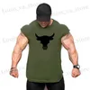 Herr t-shirts sommar huva gym stränger tank top män bomullskläder kroppsbyggande slingess skjorta väst muskel singlets träningstank t240419