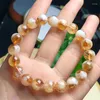 Link Bracelets Natural Honey Milky Quartz Bracelet Men Women Reiki Healing Strand Bangles Fashion Wristband Jewelry Gift 1pcs 7/8/10/11MM