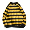 Autumn Winter Hoodies Round Neck Rand Sweatshirt Pullover Tops randig överdimensionerad långärmad tshirt Harajuku Sweatshirts 240411