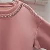 Abiti casual perline pesanti rotonde rotonde orlo irregolare abbigliamento femminile inverno autunno 2024 dolci signore sciolte corta