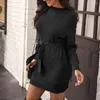 Casual Dresses Women's Long Sleeve Knitted Women Winter Autumn 2024 O-Neck A-line Mini Dress Sexy Thicken Short Sweater