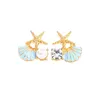 Boucles d'oreilles en lustre en peluche mignonne blanc / rose / bleu acrylique perle étoile de mer boucle oreille pour femmes bijoux de mode charmante dhrey