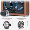 FRUCASE Double Watch Winder for Automatic Watches 2 Rolex Box Jewelry Display Collector Storage Wood Grain with Light 240416