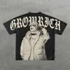 T-shirts voor heren strtwear y2k t-shirt heren harajuku hiphop grafische afdruk ronde nek oversized t-shirt nieuwe punk rock gotische korte sledjes tops t240419