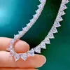 Kedjor Trendiga Heart Moissanite Diamond Choker Halsband REAL 925 Sterling Silver Party Bröllopskedja Halsband för kvinnors smycken