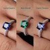 Solitaire Ring Potiy 2.22CT skapade Sapphire Nano Emerald Tanzanite Solitaire Ring 925 Sterling Silver For Women Daily Party Jewelry Sets Gift D240419