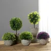 Dekorative Blumen Hui Wan Mini Topfkünstige Pflanze Bonsai Set gefälschte Blume Vase Home Balkon Dekoration