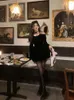 Sukienki swobodne 2024 Zima vintage czerwona aksamitna sukienka Kobieta Kobieta Elegancka Y2K Mini Lolita Kawaii One Piece Korean Fashion