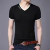 Herren T -Shirts Mode Sommer Vneck Slim Fit Short Sleeve Shirt Männer mercerisierte Baumwollbrand Cleascing Casual T -Shirt 240417