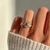 Rings Cluster Fashion Creative 100 Lingua I Love You Proiect Ring for Women Luxury Crystal Regolable Lovers Cobbonce Gioielli da sposa