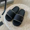 Designer Women Slides Summer Beach Knit Slippers New Style Channel Luxury Brand Sandaler Low Heel Women Tisters With Box