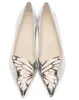 Sophia Webster Lady Patent Leatherbutterfly Wings Embroderie Sharp Flat Prome Femme039s Single Shoes Taille 3442Silver1508074